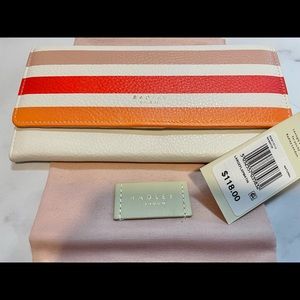 Radley London Summer Stripes Large Leather Flapover Wallet (NWT)